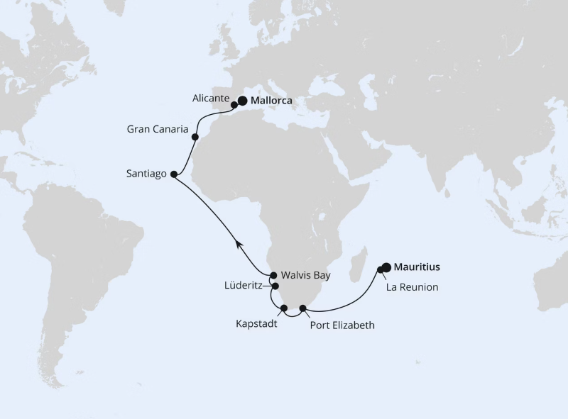 AIDA Afrika-Kreuzfahrt 2027: Von Mauritius über Afrika nach Mallorca AIDA Afrika-Kreuzfahrt 2027: Von Mauritius über Afrika nach Mallorca