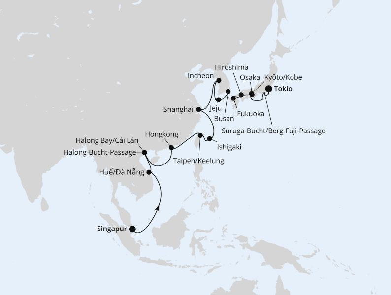 AIDA Asien-Kreuzfahrt 2027: Von Singapur über Vietnam & Südkorea nach Tokio AIDA Asien-Kreuzfahrt 2027: Von Singapur über Vietnam & Südkorea nach Tokio