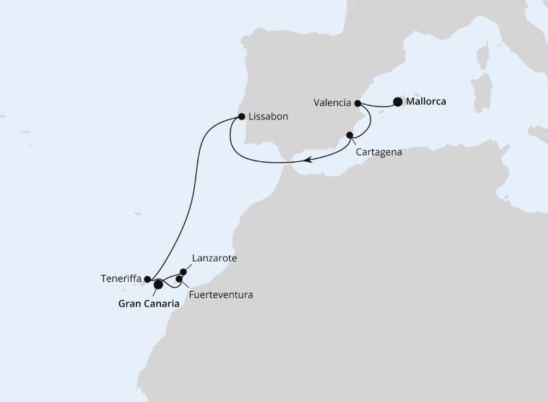 AIDA Westeuropa-Kreuzfahrt 2026: Spanien, Portugal & Kanaren ab Mallorca 1