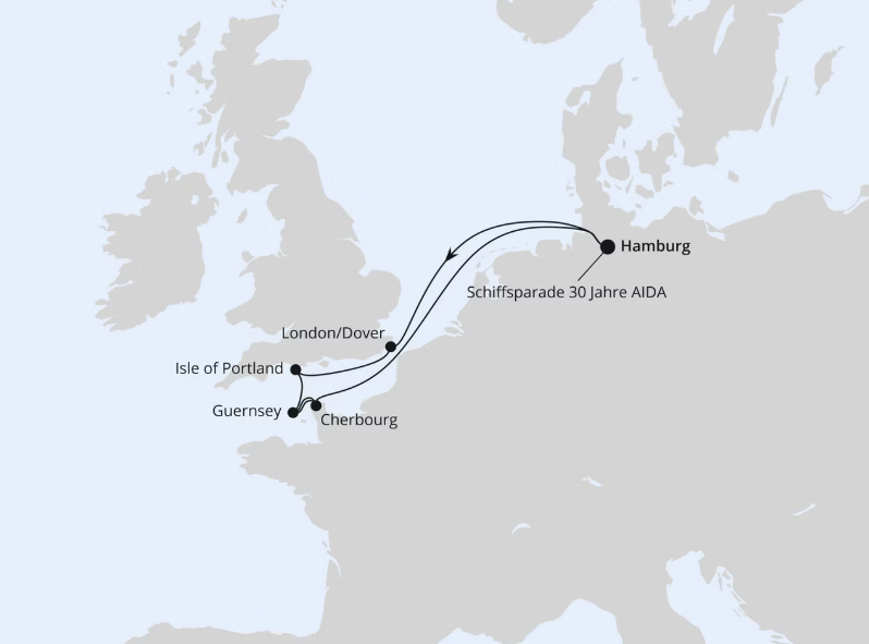AIDA Westeuropa-Kreuzfahrt 2026: Westeuropa & Geburtstagsparade auf der Elbe