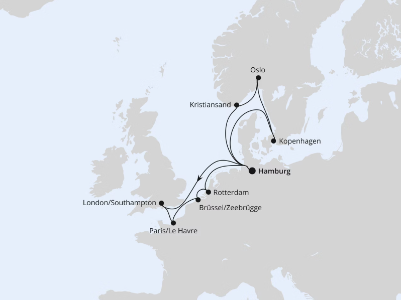 AIDA Westeuropa-Kreuzfahrt 2027: Metropolen & Skandinavien ab Hamburg