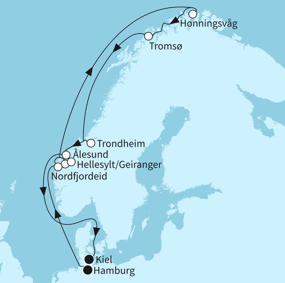 Mein Schiff Norwegen-Kreuzfahrt 2027: Norwegens Fjordwelten mit Nordkap Mein Schiff Norwegen-Kreuzfahrt 2027: Norwegens Fjordwelten mit Nordkap