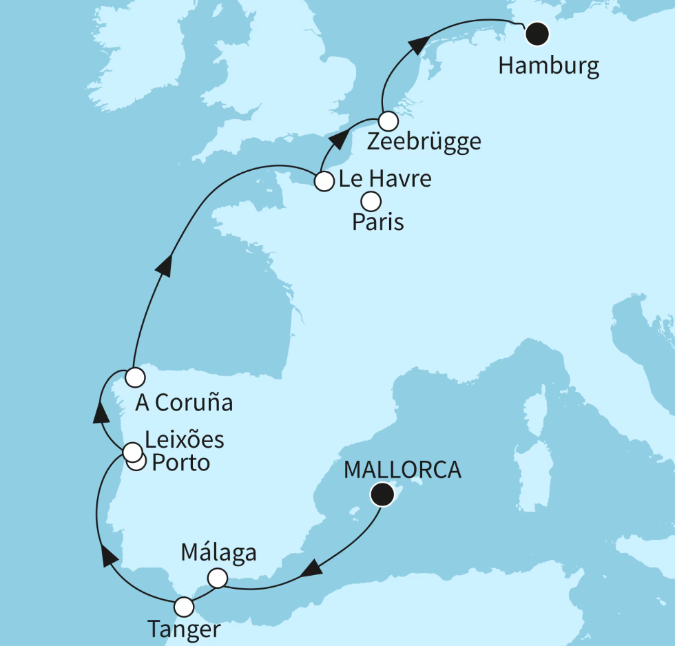 Mein Schiff Westeuropa-Kreuzfahrt 2027: Europas Westküste Mein Schiff Westeuropa-Kreuzfahrt 2027: Europas Westküste