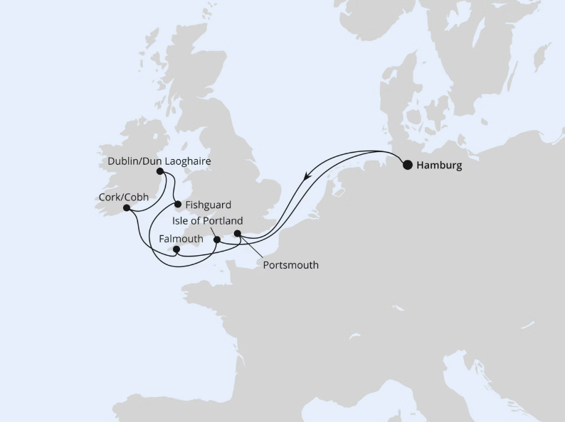 AIDA Nordeuropa-Kreuzfahrt 2027: Großbritannien & Irland ab Hamburg