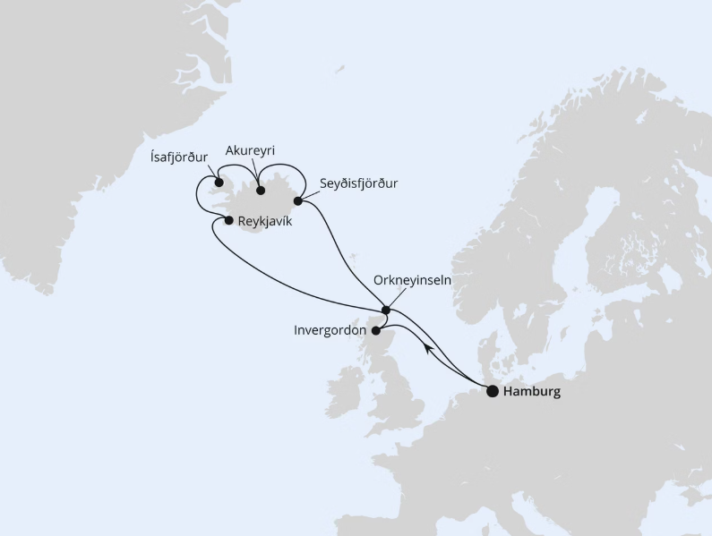 AIDA Nordeuropa-Kreuzfahrt 2027: Island-Rundreise ab Hamburg