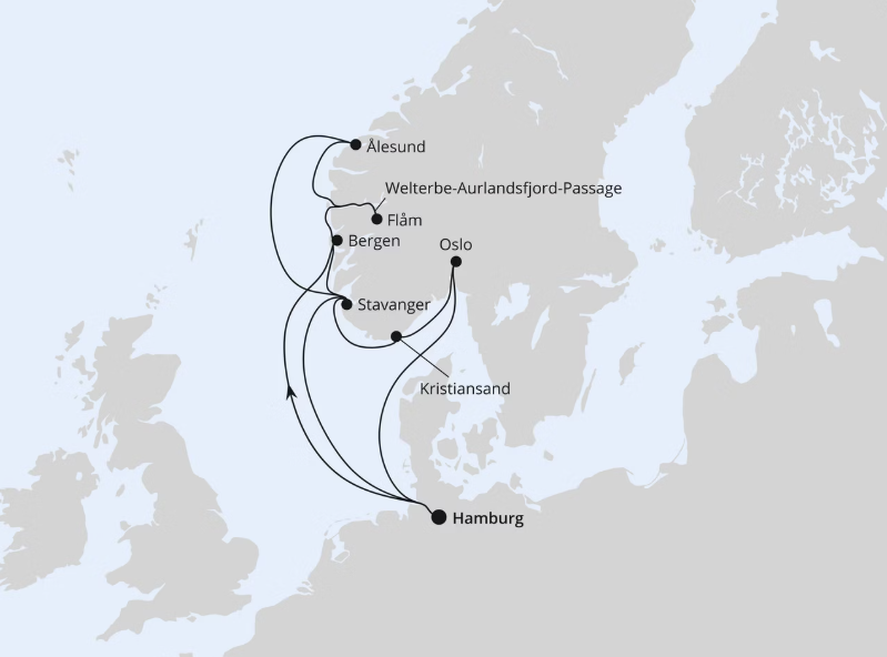 AIDA Norwegen-Kreuzfahrt 2027: Große Norwegen-Reise ab Hamburg