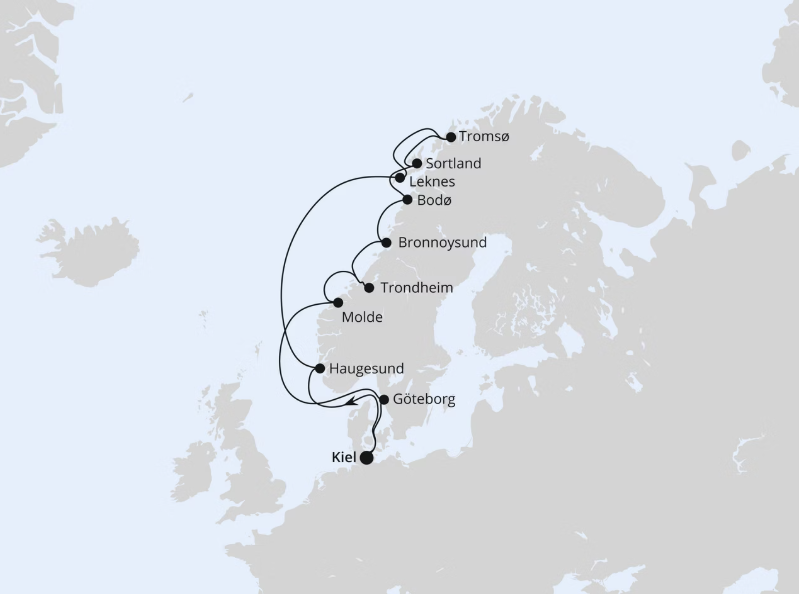 AIDA Norwegen-Kreuzfahrt 2027: Herbstliche Nordlichter ab Kiel