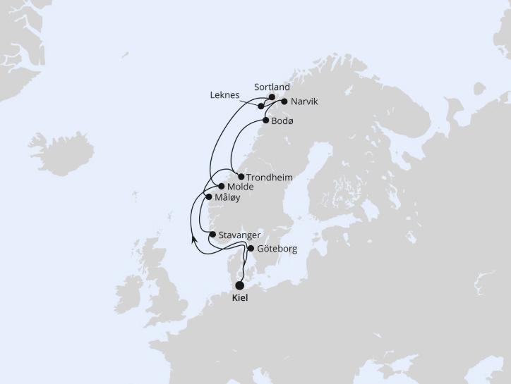 AIDA Norwegen-Kreuzfahrt 2027: Norwegen mit Lofoten & Vesterålen ab Kiel