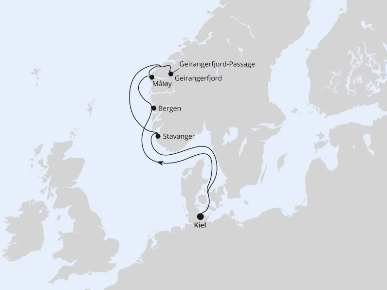 AIDA Norwegen-Kreuzfahrt 2027: Norwegens Welterbe ab Kiel 1