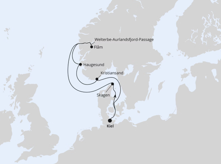 AIDA Norwegen-Kreuzfahrt 2027: Norwegens Welterbe ab Kiel 2