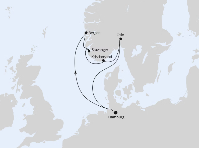AIDA Norwegen-Kreuzfahrt 2027: Südnorwegen ab Hamburg
